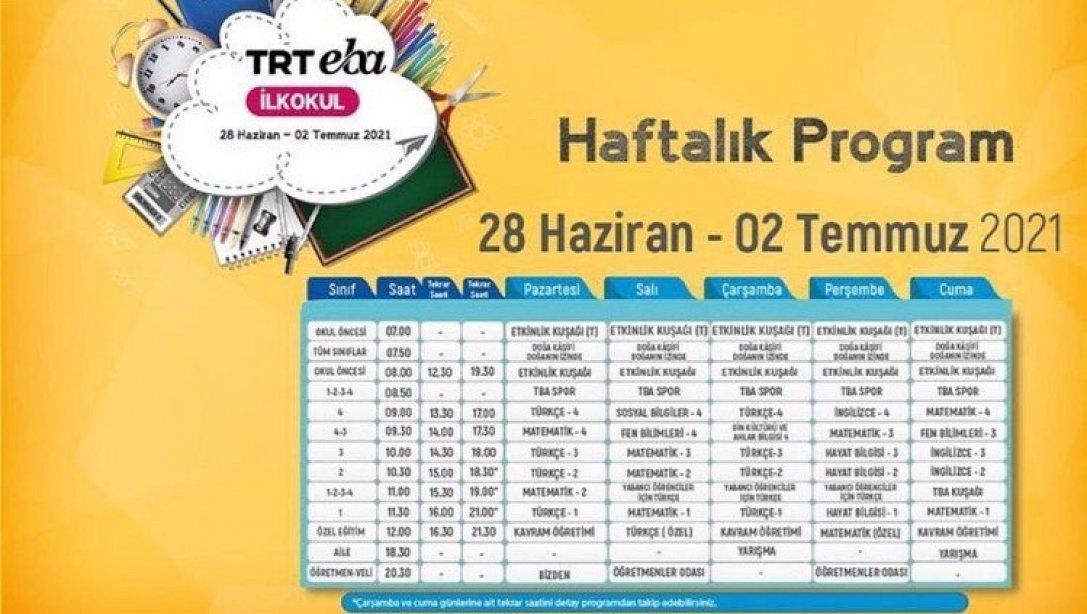 TRT EBA TV'de Yeni Haftanın Programı Yayınlandı (28 Haziran - 02 Temmuz 2021)