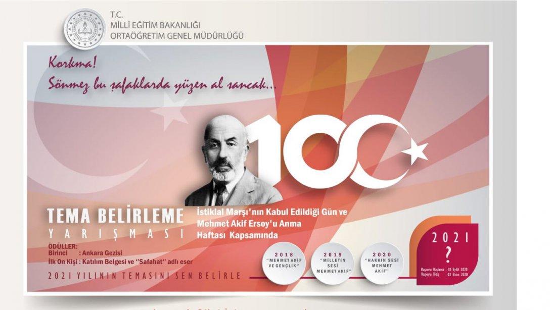 İstiklâl Marşı'nın Kabulü ve Mehmet Akif Ersoy'u Anma Günü Tema Belirleme Yarışması